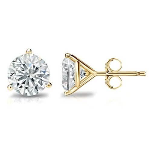 14K Yellow Gold 8mm Round Cut Crystal Studs Earrings - DailySale