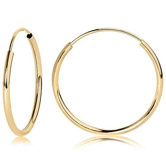 14K Yellow Gold Endless Hoop Earrings Earrings 10mm - DailySale