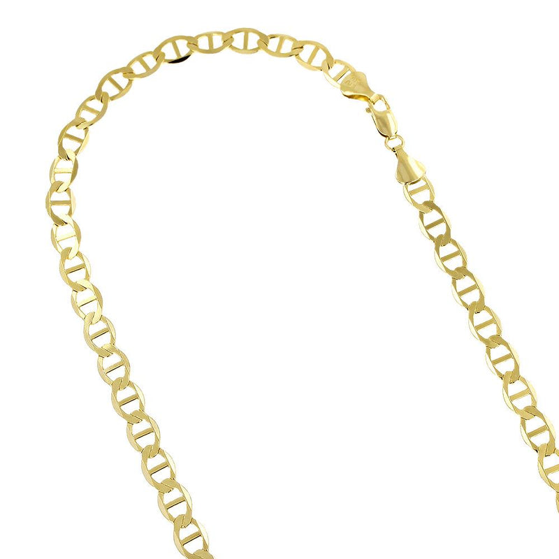 14K Yellow Gold Over 925 Silver Flat Mariner Chain 2MM Necklaces - DailySale