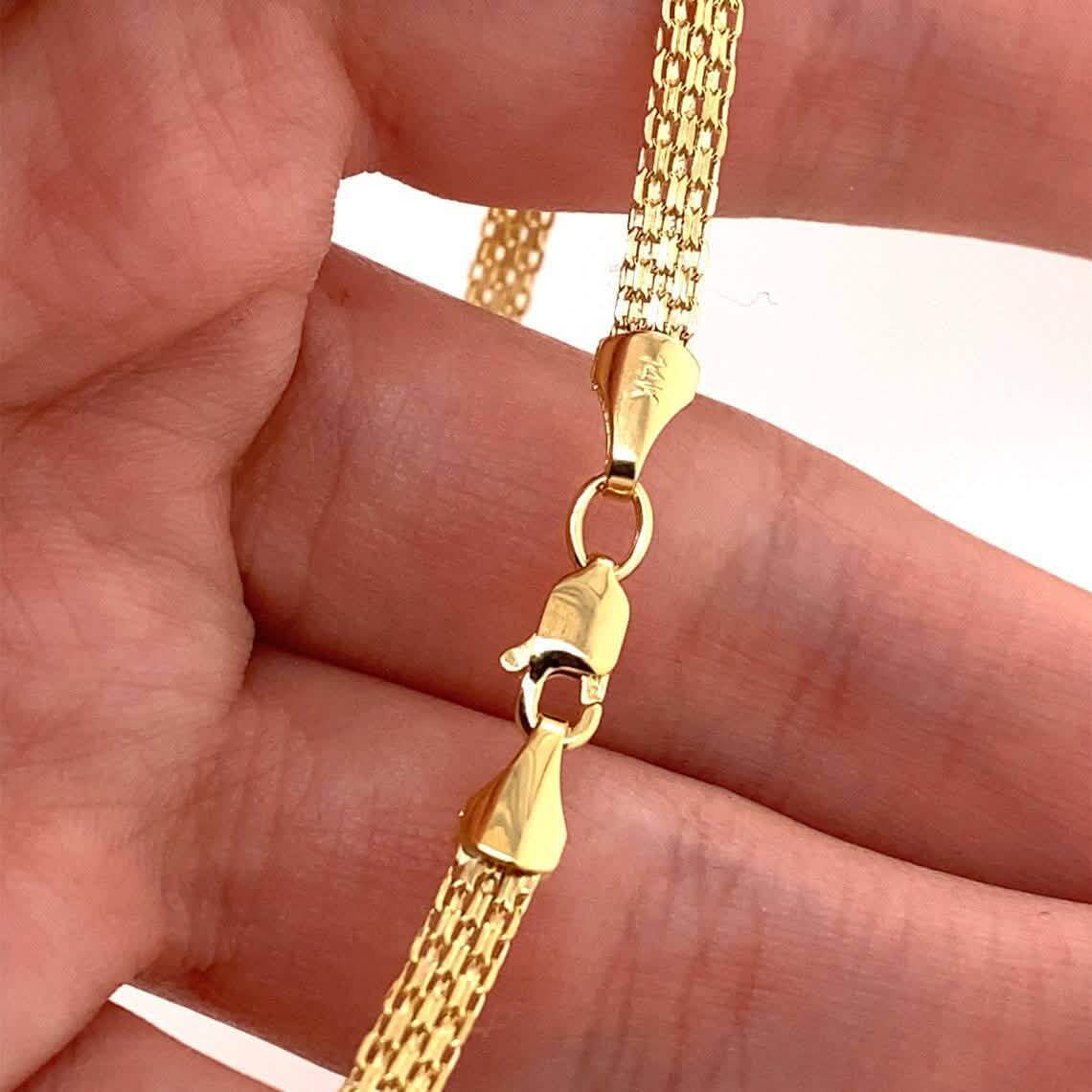 14K Yellow Solid Gold Round Bismark Chain Necklace 6MM Necklaces - DailySale