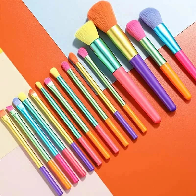 15-Pieces: Rainbow Color High Quality Makeup Brush Set Beauty & Personal Care - DailySale