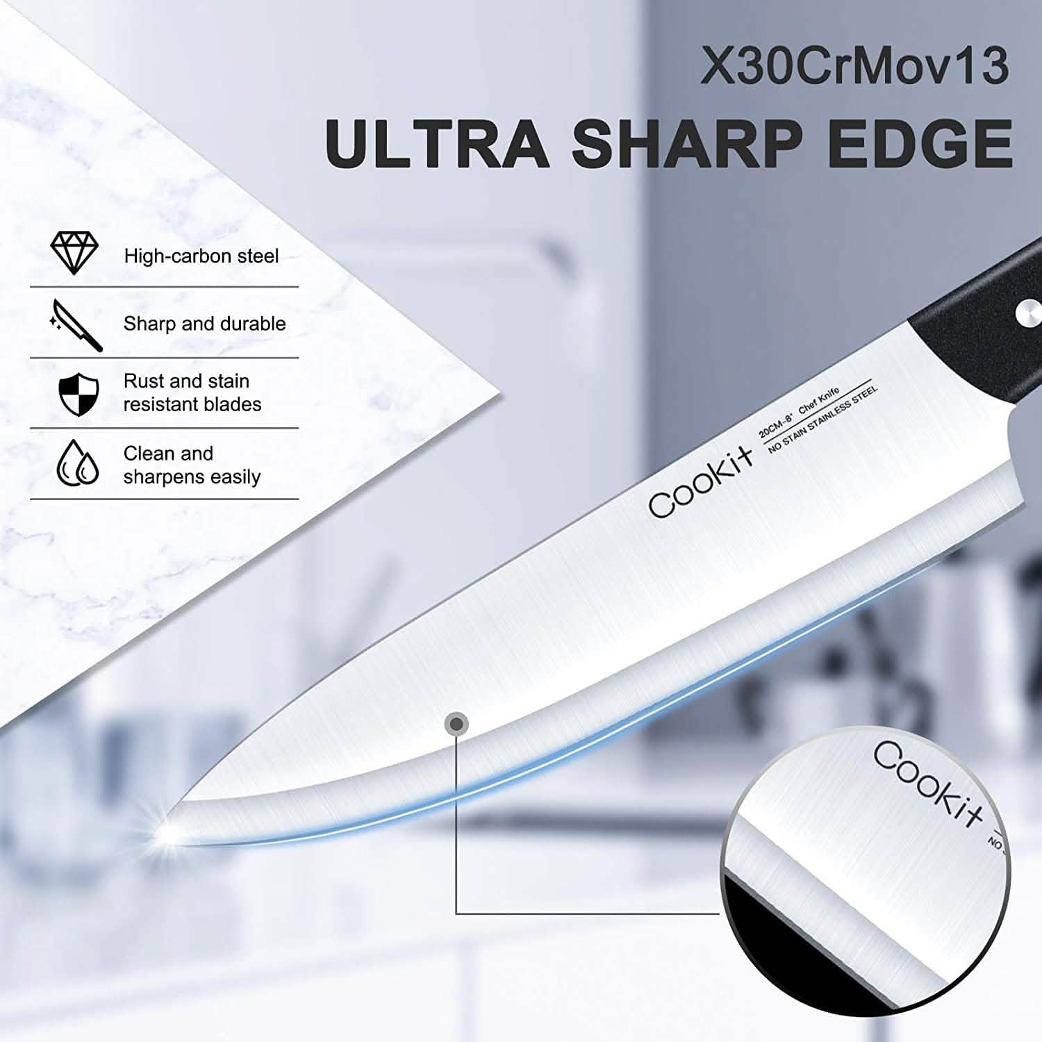 15-Pieces Set: Cookit Germany Stainless Steel Knife Block Set and Serrated Steak Knives Kitchen Tools & Gadgets - DailySale