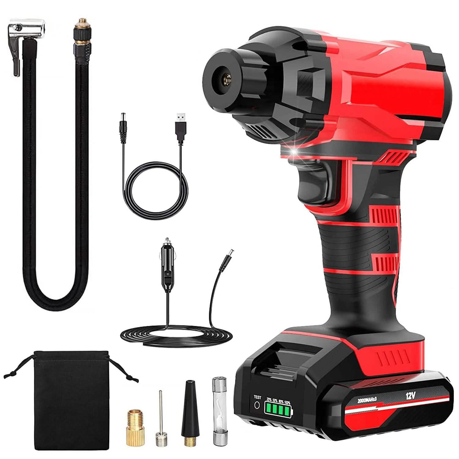 150 PSI 12V Portable Cordless Tire Pump 6000mAh Rechargeable with LED Light Automotive - DailySale