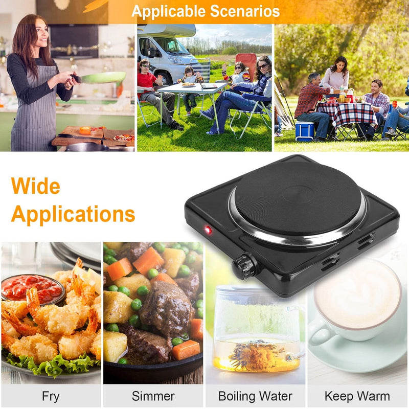 1500W Portable Heating Hot Plate Stove Countertop with Non Slip Rubber Kitchen Appliances - DailySale