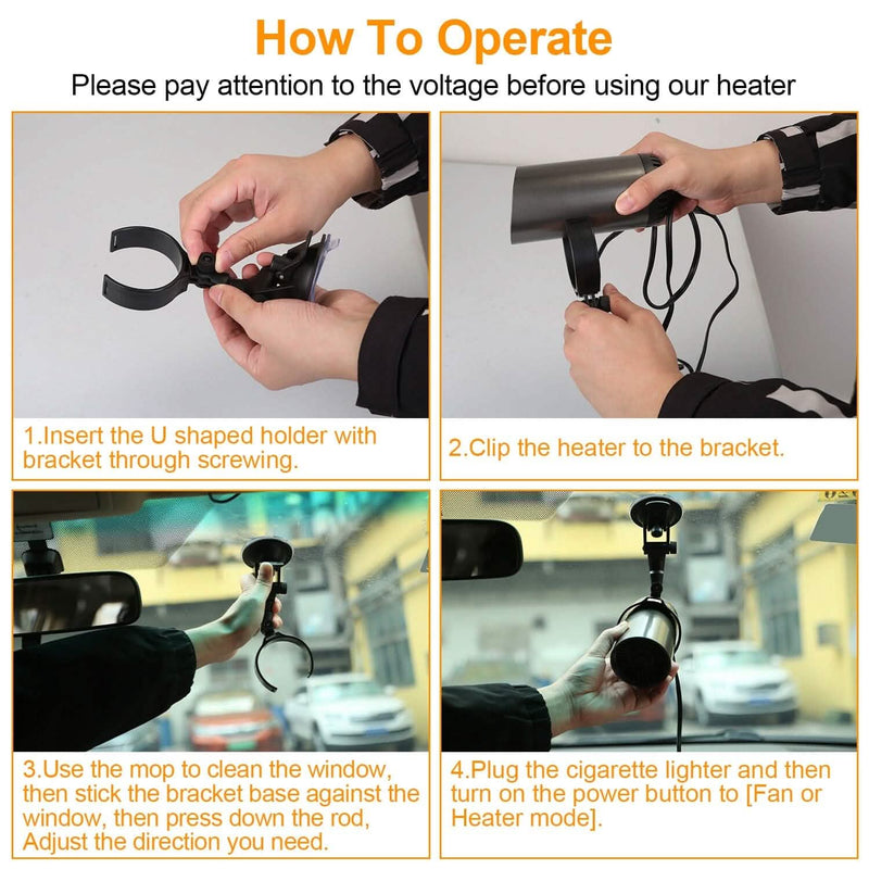 150W Portable Car Heater 2-in-1 Heating Cooling Fan Rotatable Demister Defroster Automotive - DailySale