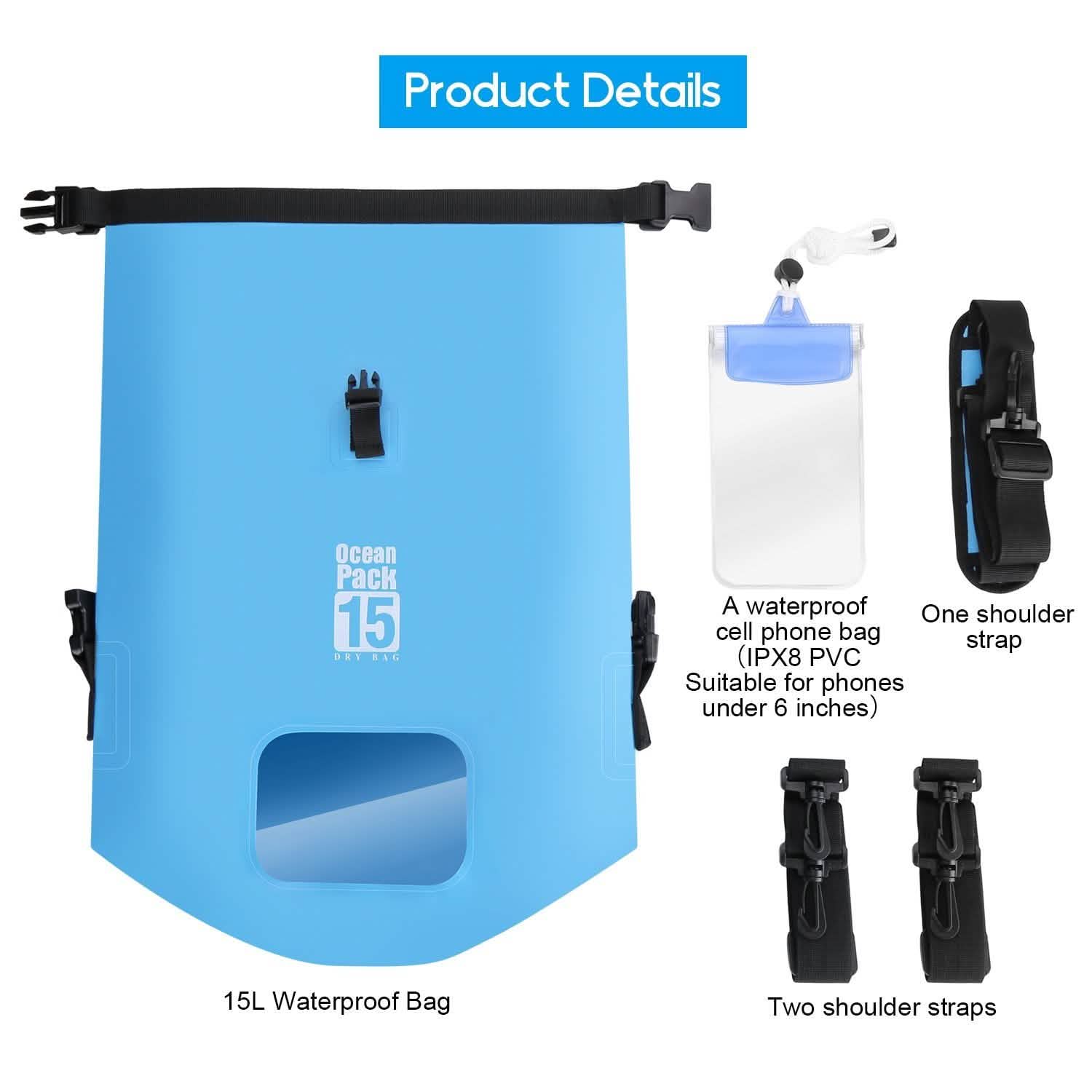 15L Waterproof Lightweight Dry Bag Bags & Travel - DailySale