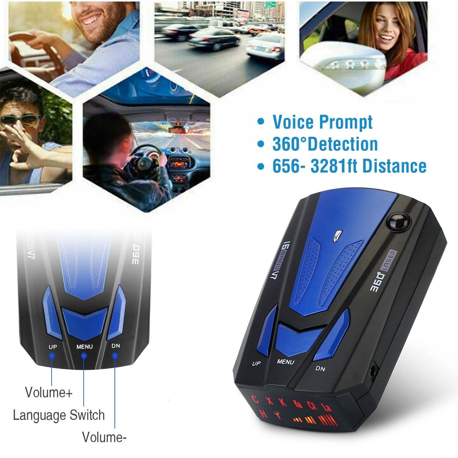16 Band V7 Speed Safety Voice Alert Car Radar Detector Automotive - DailySale