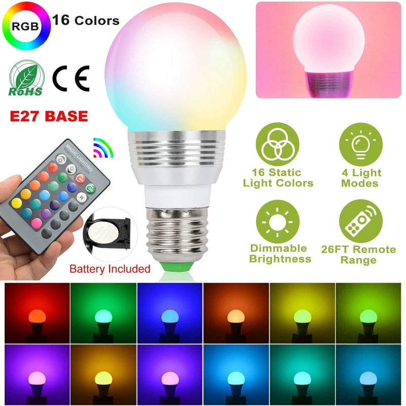 16 Colors Change LED Bulbs E27 3W RGD Dimmable Mood Lighting Lamp Lighting & Decor - DailySale