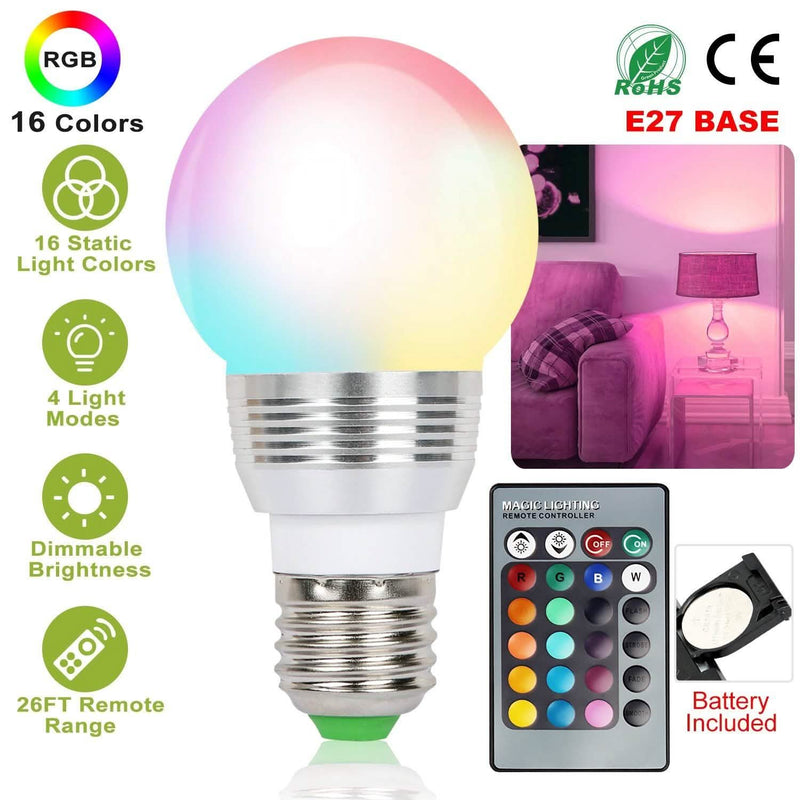 16 Colors Change LED Bulbs E27 3W RGD Dimmable Mood Lighting Lamp Lighting & Decor - DailySale