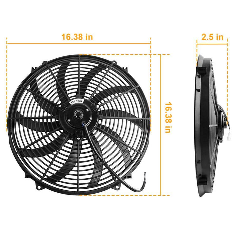 16" Electric Radiator Cooling Fan 12V 120W 10 Blades Car Thermostat Kit Automotive - DailySale
