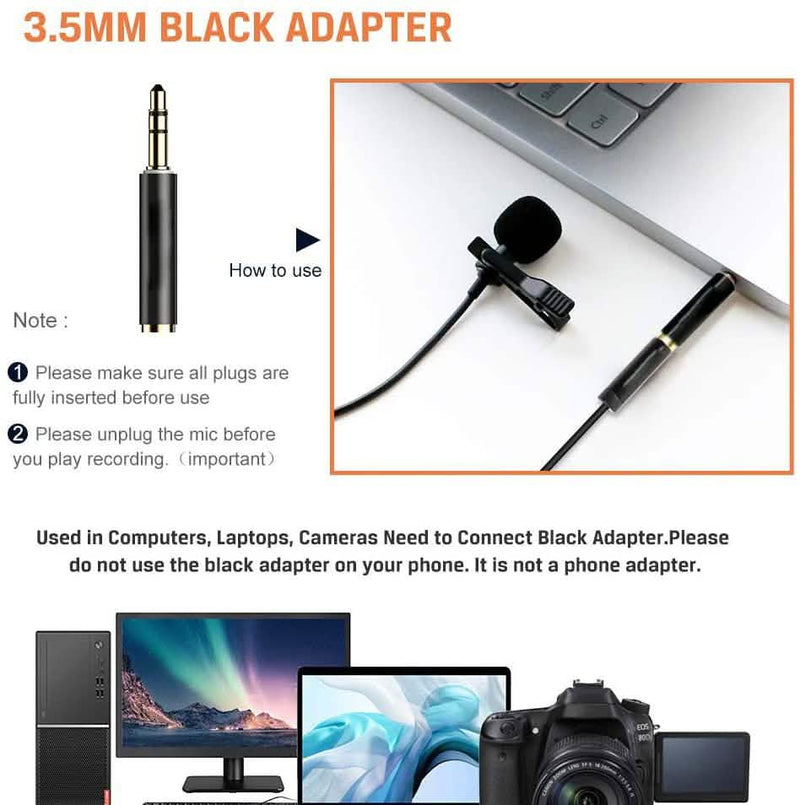 16 Feet Single Head Lavalier Lapel Microphone Omnidirectional Condenser Mic Headphones & Audio - DailySale
