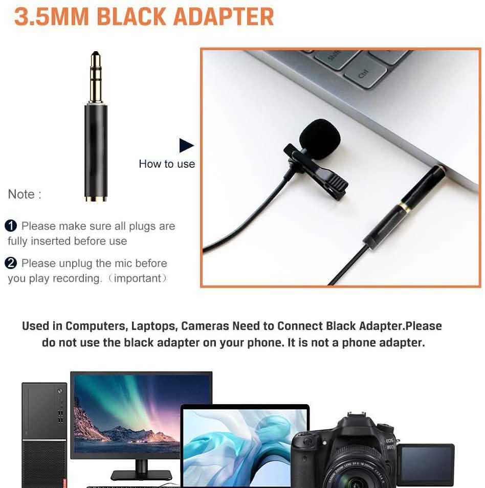 16 Feet Single Head Lavalier Lapel Microphone Omnidirectional Condenser Mic Headphones & Audio - DailySale