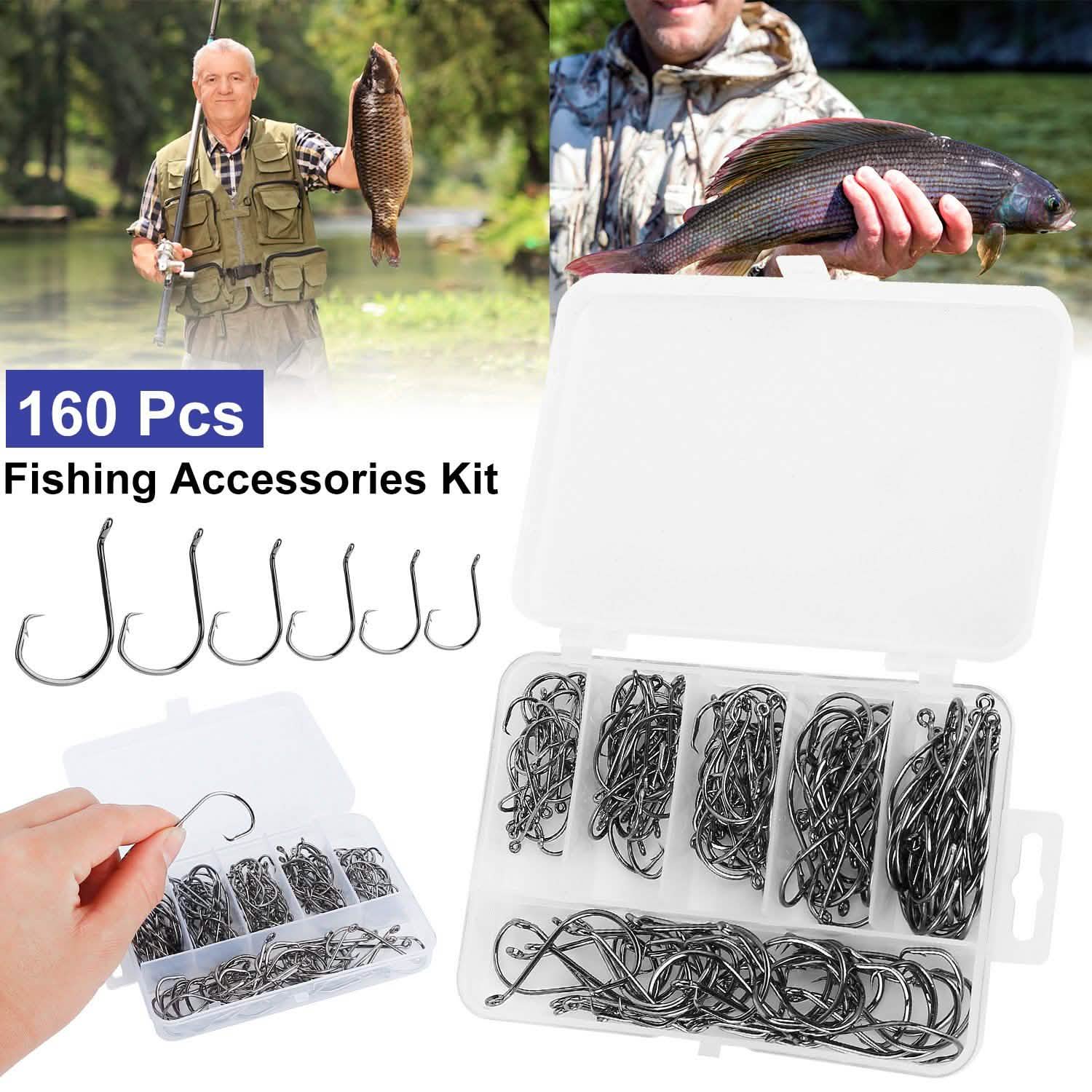 160-Piece: Offset Fishing Hooks Kit Sports & Outdoors - DailySale