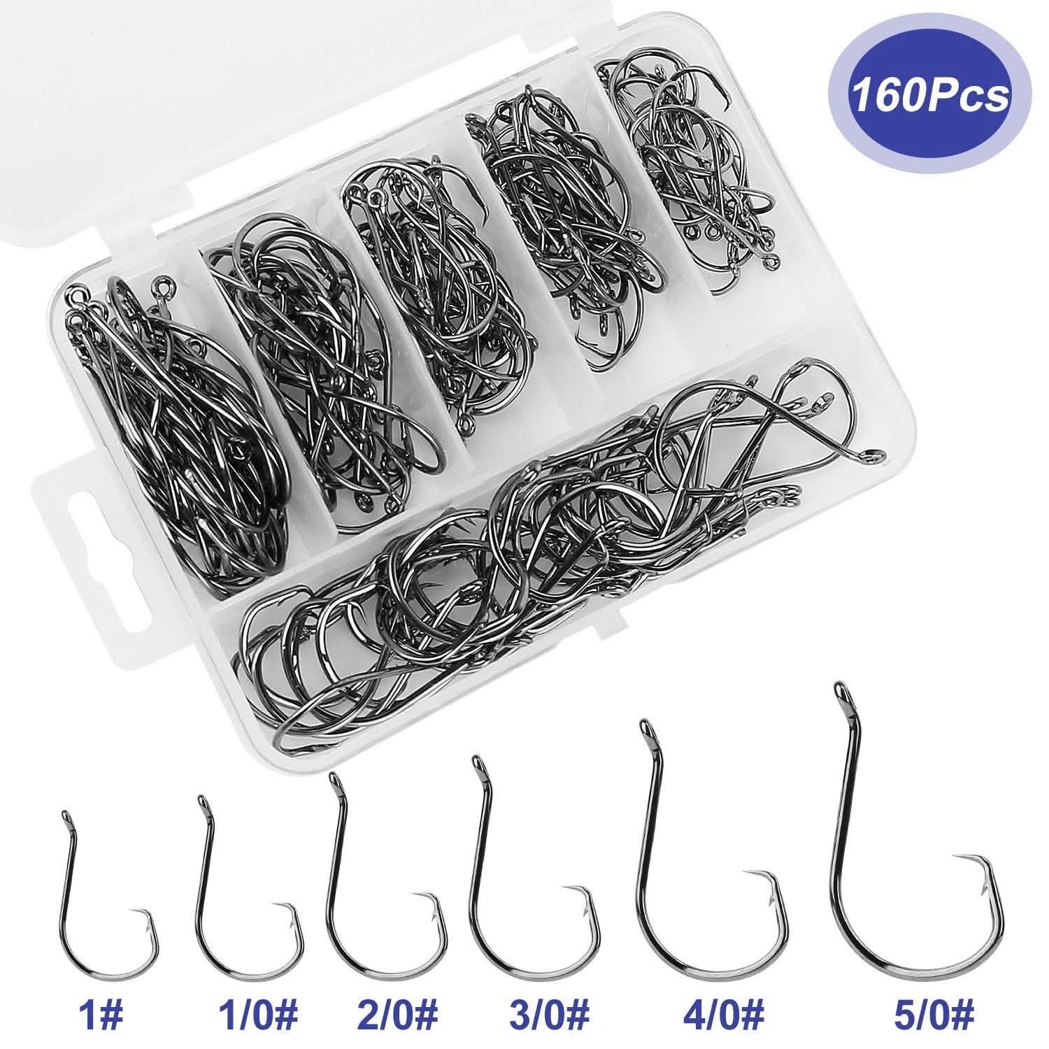 160-Piece: Offset Fishing Hooks Kit Sports & Outdoors - DailySale