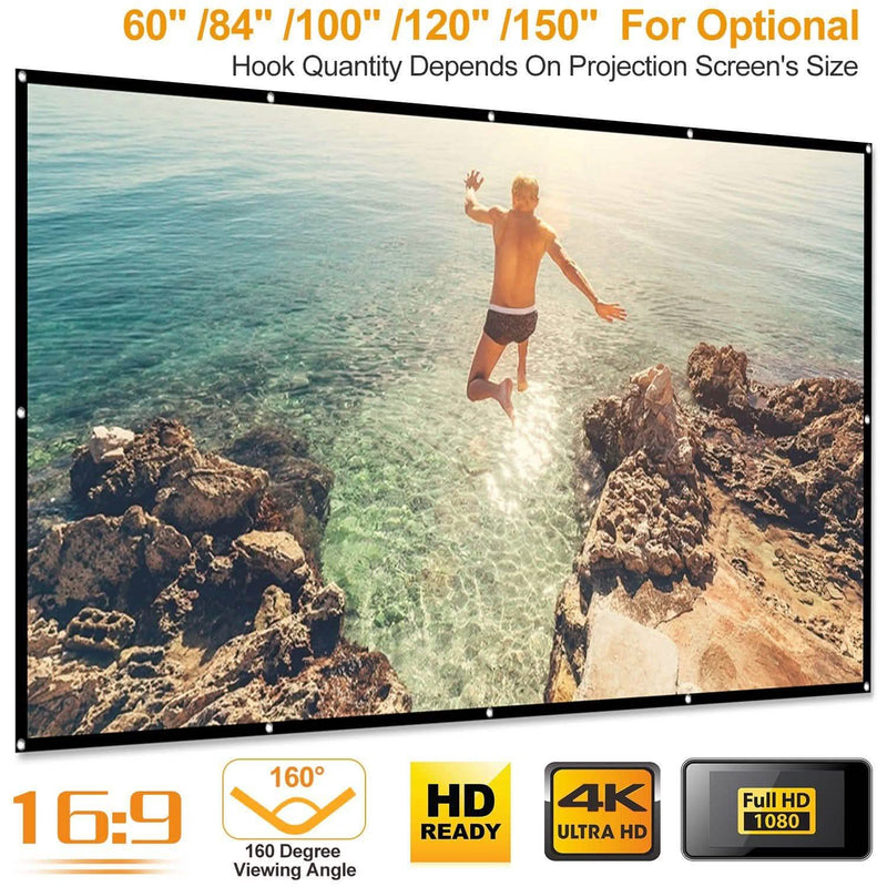 16:9 Foldable Projector Screen Anti-Crease Wall Mounted TV & Video - DailySale