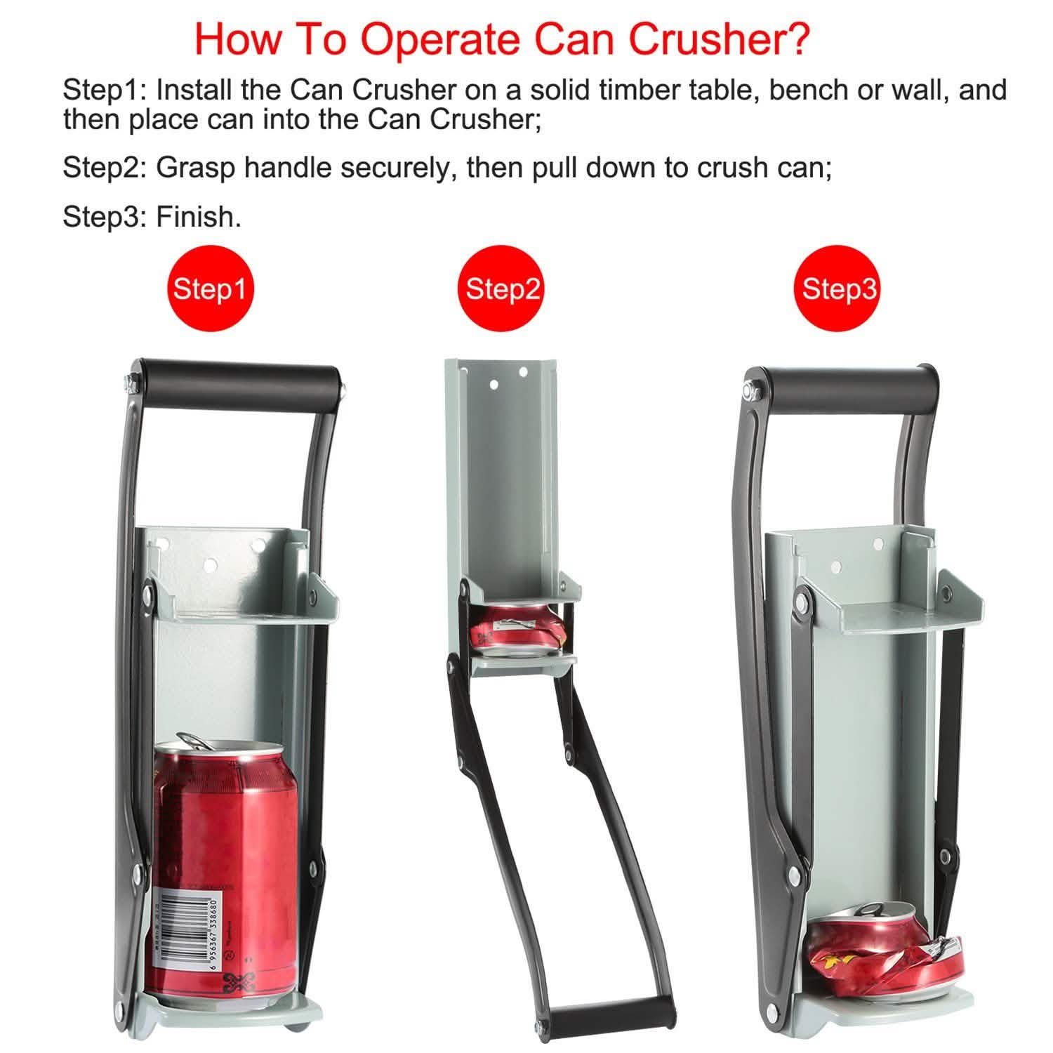 16oz Can Crusher Heavy Duty Metal with Bottle Opener Wall Mounted Kitchen & Dining - DailySale