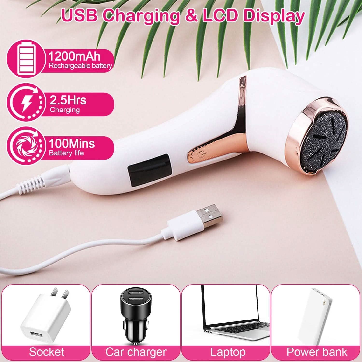 17-Pieces Set: Electric Foot Callus Remover with Vacuum Foot Grinder Rechargeable Beauty & Personal Care - DailySale