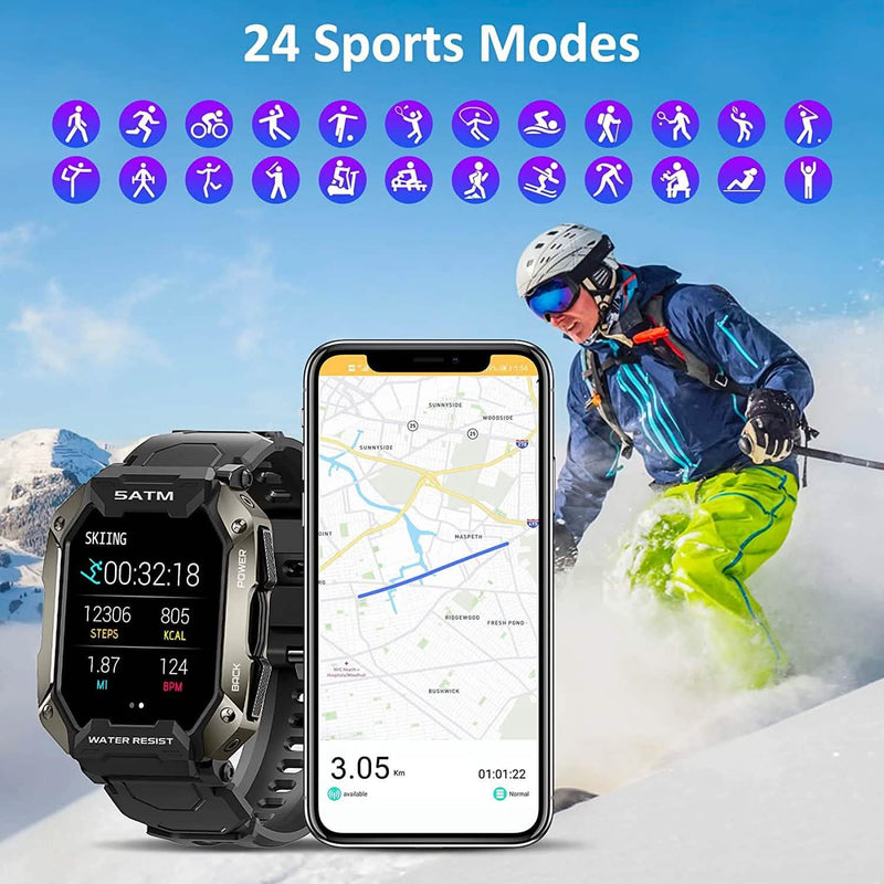 1.71" Tactical Military Sports Smart Watch Smart Watches - DailySale