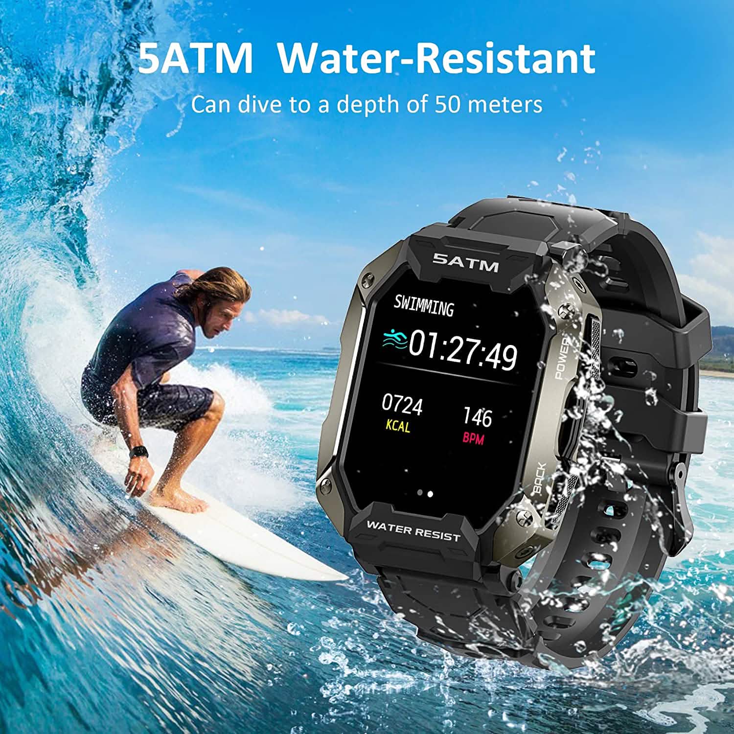 1.71" Tactical Military Sports Smart Watch Smart Watches - DailySale