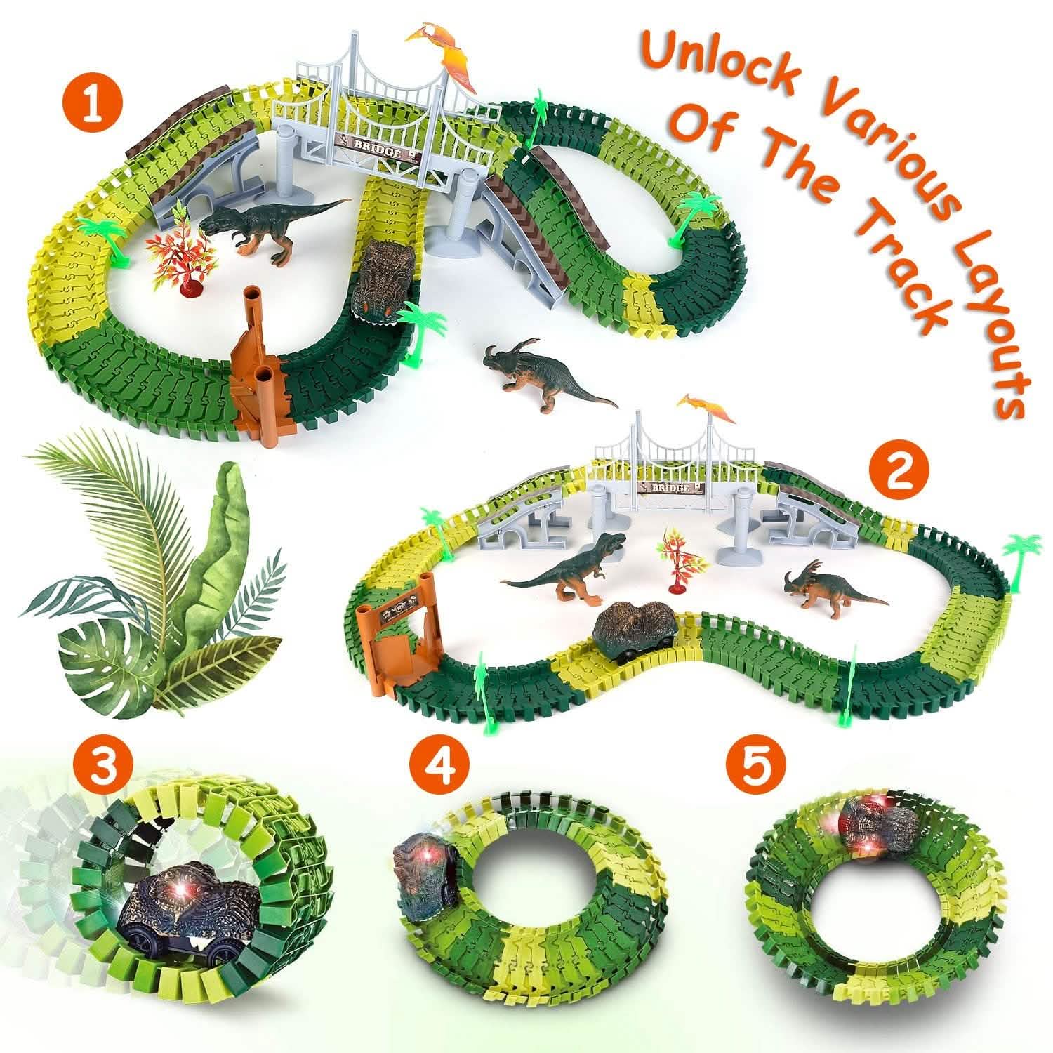 175-Piece: Dinosaur Race Track Set Toys & Games - DailySale