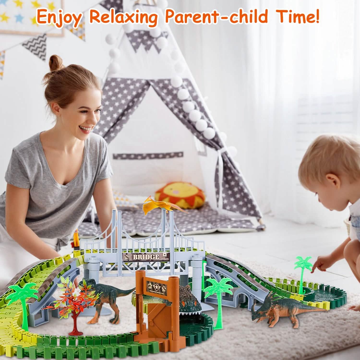 175-Piece: Dinosaur Race Track Set Toys & Games - DailySale