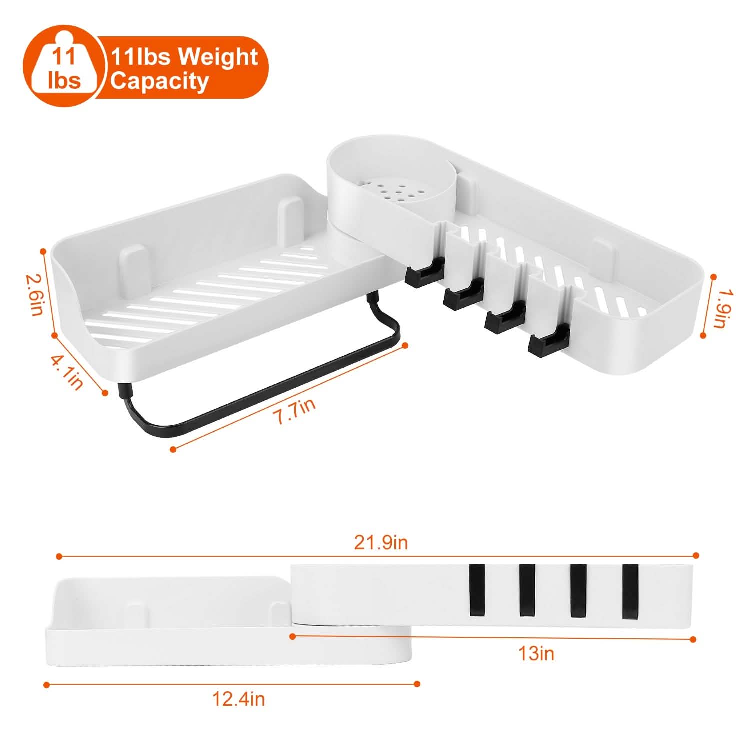 180° Rotatable Bathroom Corner Caddy Shelf Bath - DailySale