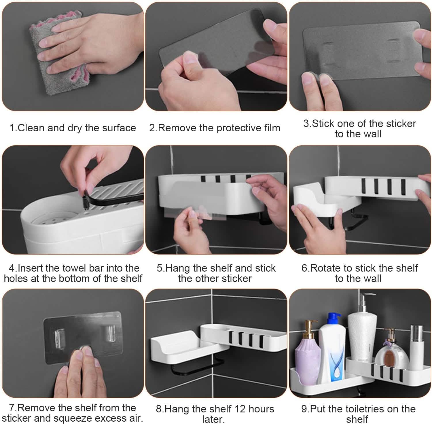 180° Rotatable Bathroom Corner Caddy Shelf Bath - DailySale