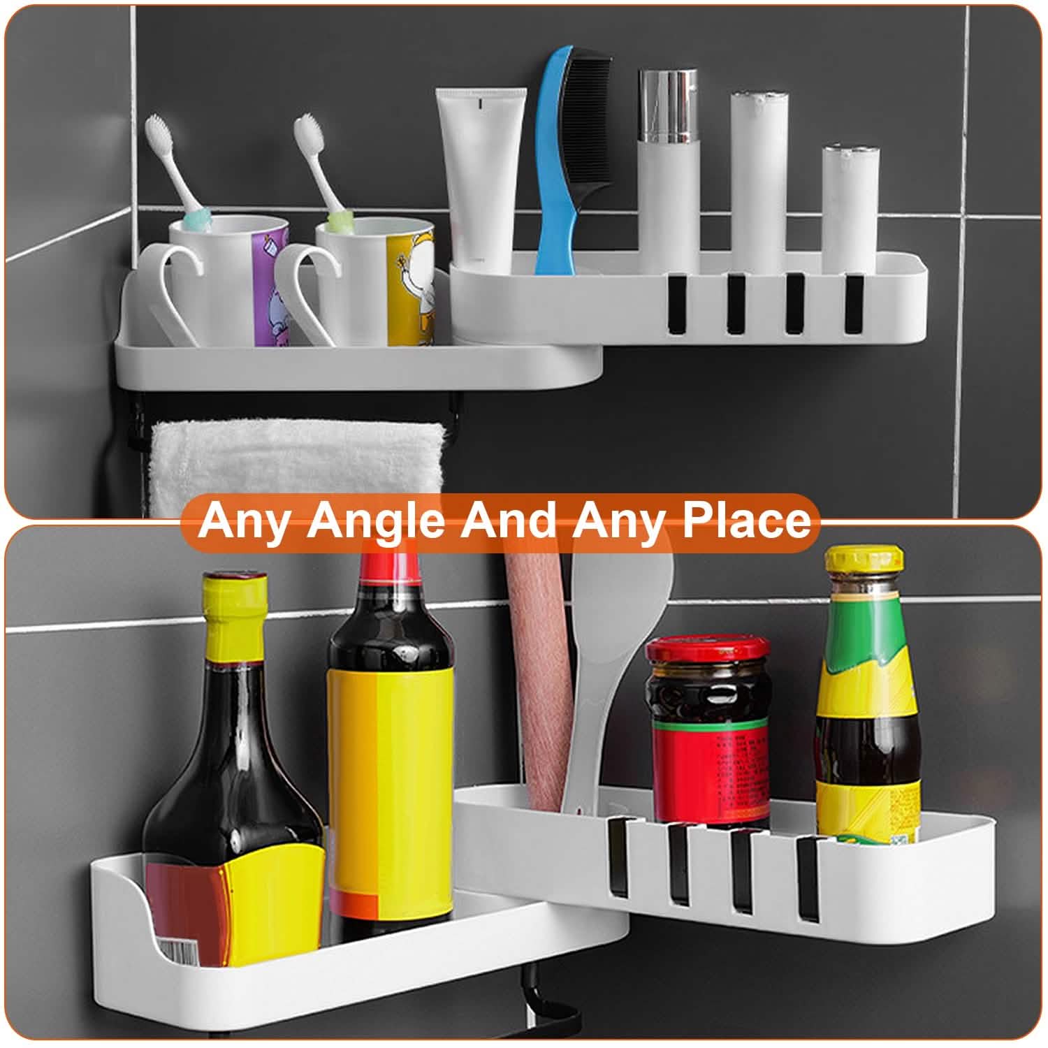 180° Rotatable Bathroom Corner Caddy Shelf Bath - DailySale