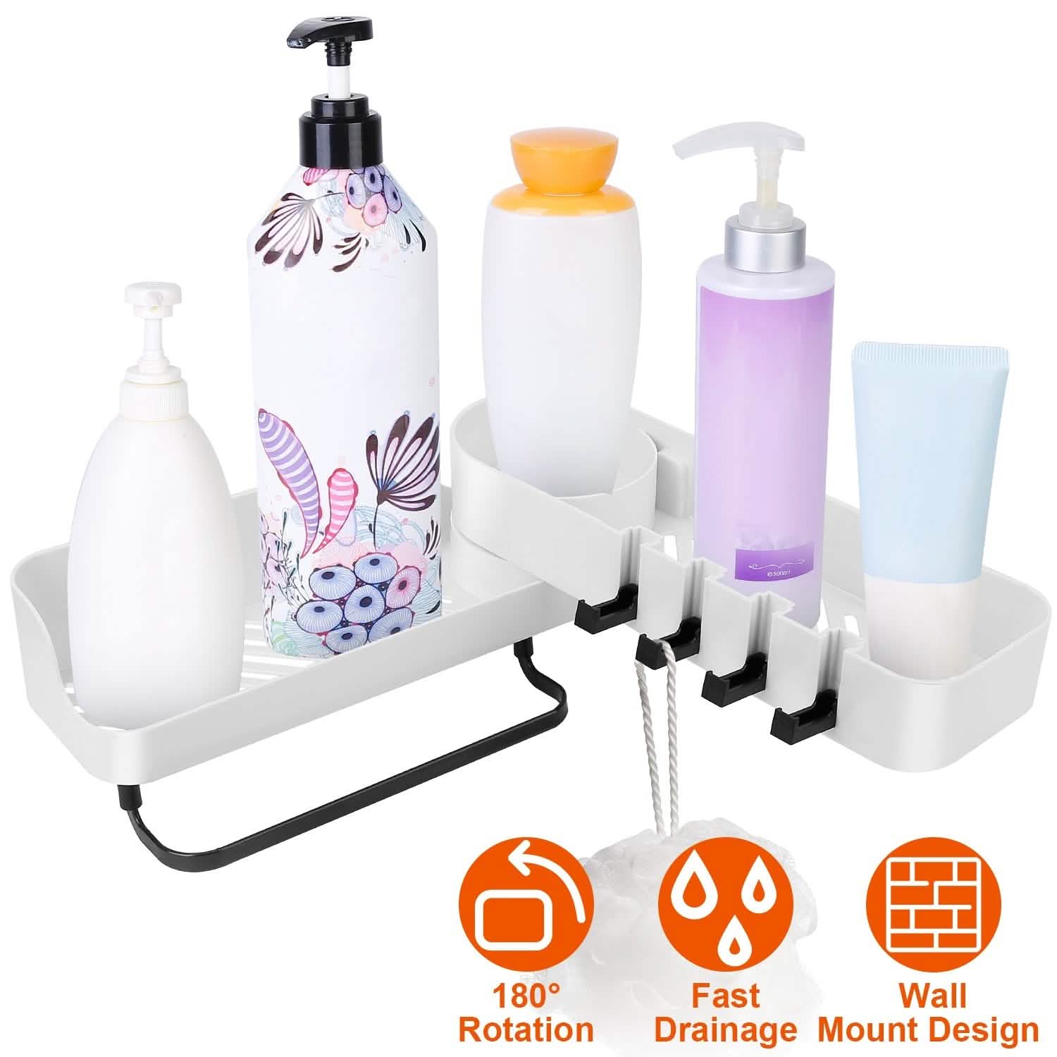 180° Rotatable Bathroom Corner Caddy Shelf Bath - DailySale
