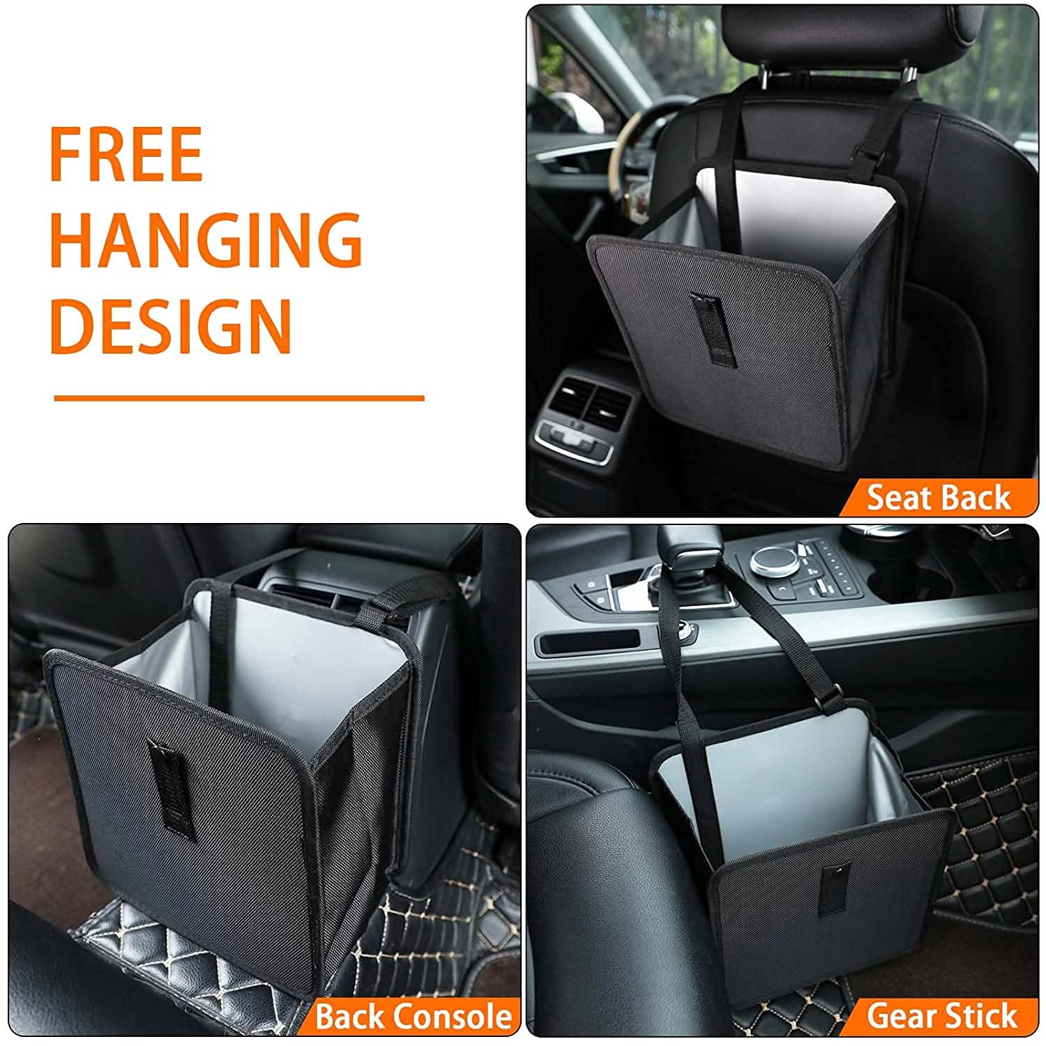 1.85 Gallon Hanging Car Trash Can Waterproof Litter Garbage Bag Organizer Automotive - DailySale