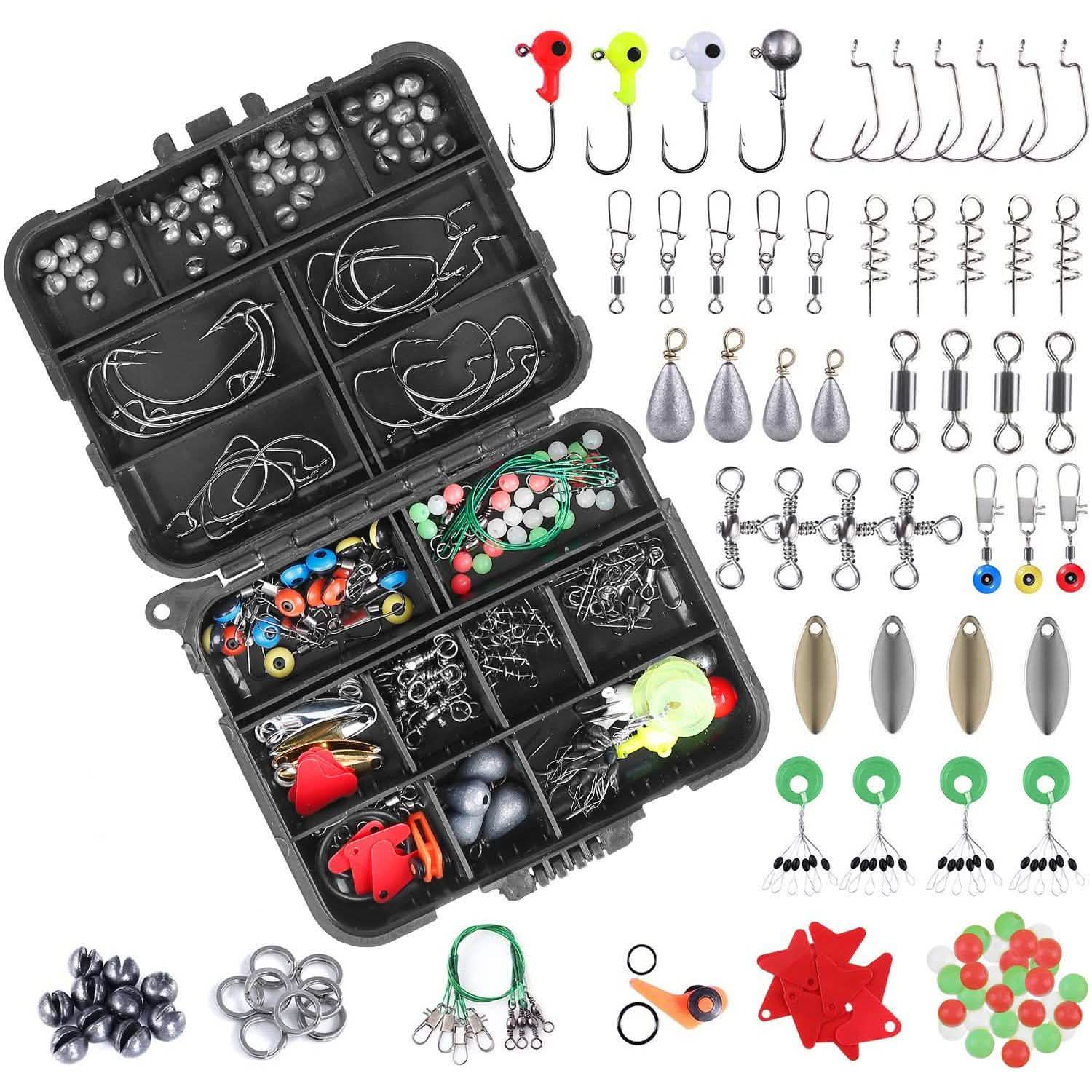 188-Pieces: Portable Fishing Accessory Kit with Tackle Box Sports & Outdoors - DailySale