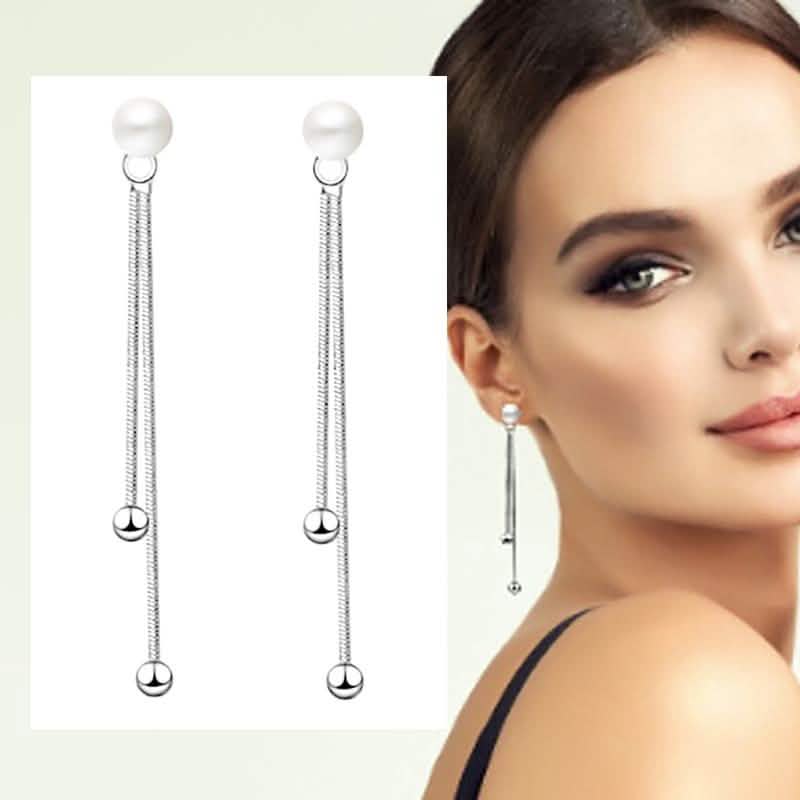 18K Bead Ball And Pearl Long Drop Earrings Jewelry - DailySale