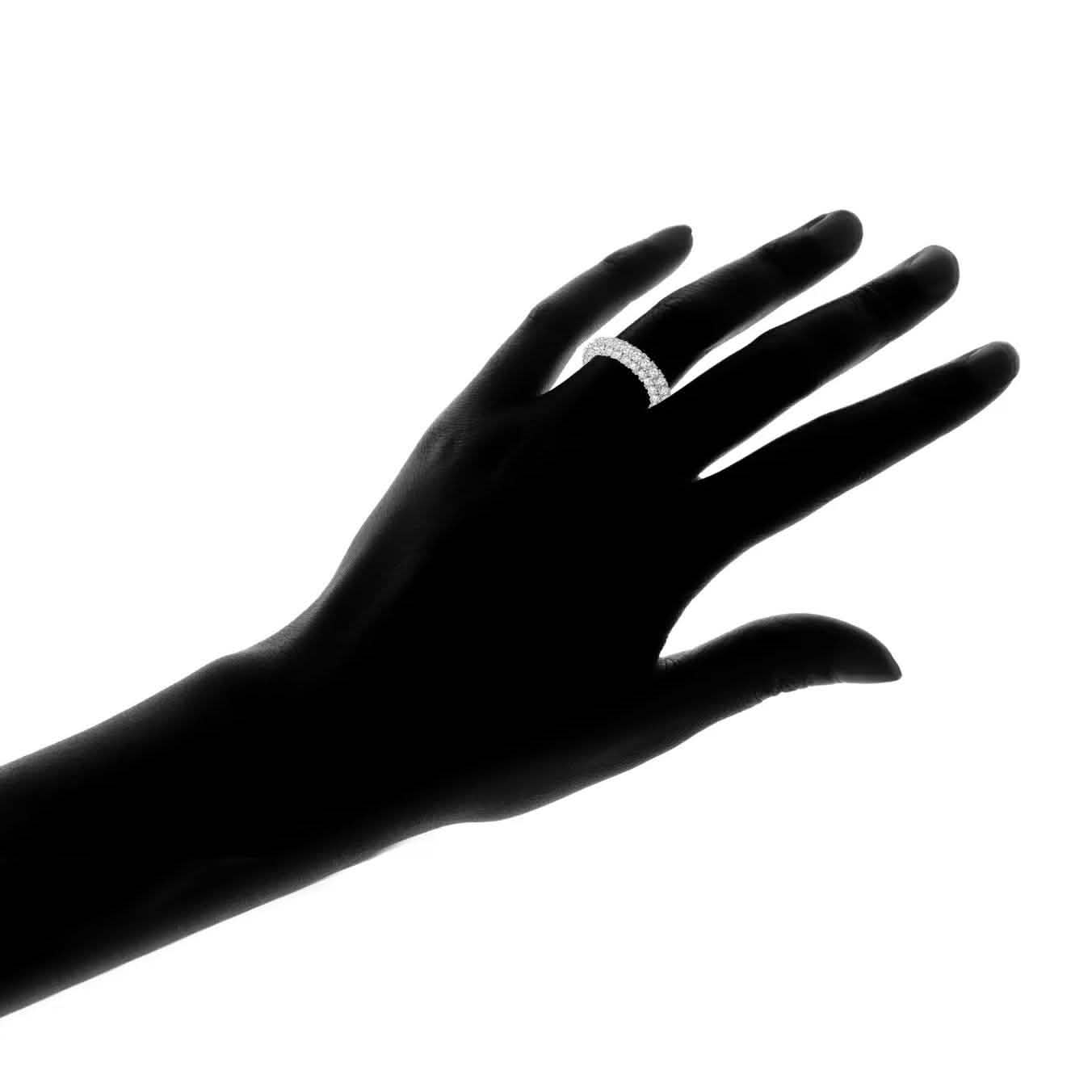 18K Gold and Italian Cut Crystal 3 Row Eternity Ring Rings - DailySale