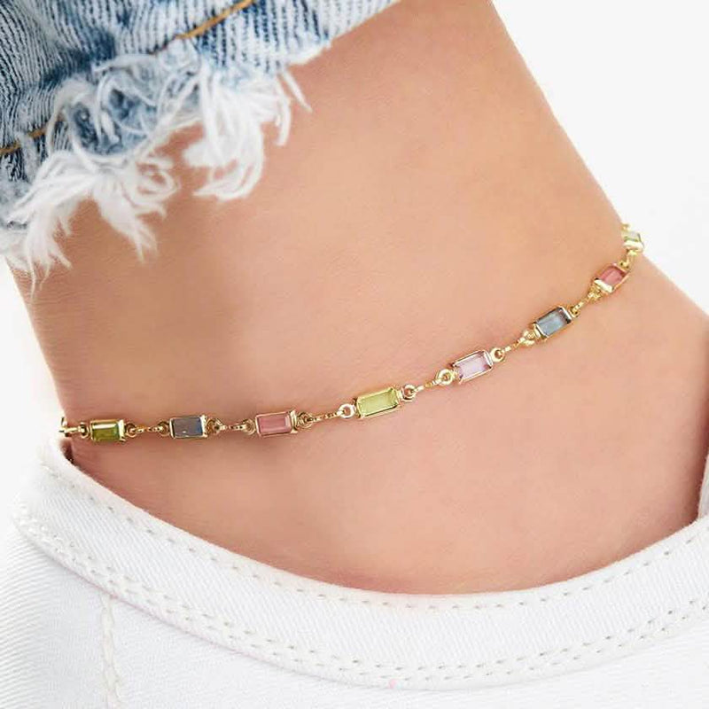 18K Gold Anklet Made with Swarovski Elements Bracelets - DailySale