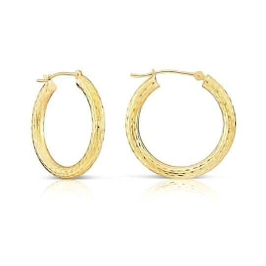 18K Gold Classic 30MM Diamond Cut Hoop Earrings Earrings - DailySale