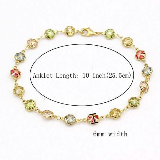 18k Gold Filled High Polish Finish Gold Multi Color Crystal Anklet Bracelets - DailySale