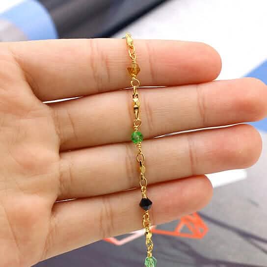 18k Gold Filled High Polish Finish Multi Color Ball Crystal Ankle Bracelet Bracelets - DailySale