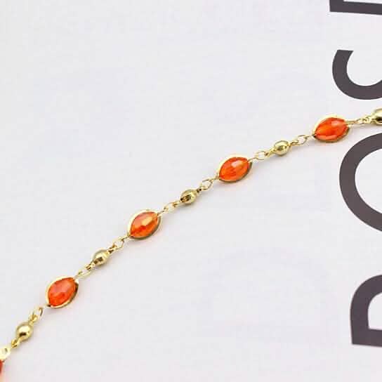 18K Gold Filled High Polish Finish Oval Crystal Ankle Bracelet Bracelets - DailySale