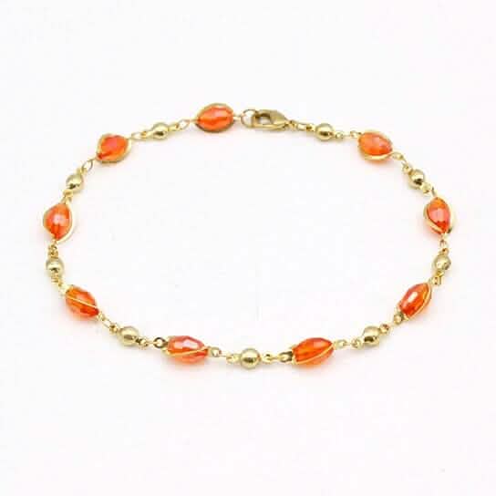 18K Gold Filled High Polish Finish Oval Crystal Ankle Bracelet Bracelets - DailySale