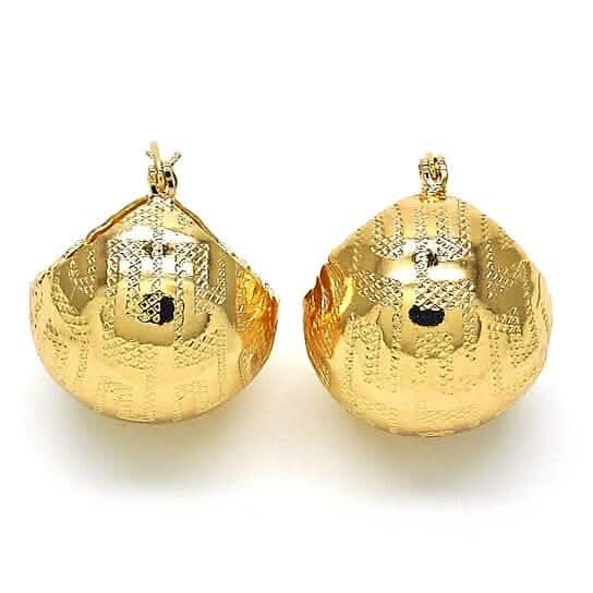 18k Gold Filled High Polish Finish Small Hoop, Greek Key Design, Polished Finish, Golden Tone Earrings - DailySale