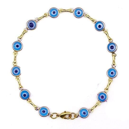 18k Gold Filled High Polish Finsh Evil Eye Bracelet Bracelets Blue - DailySale