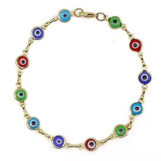 18k Gold Filled High Polish Finsh Evil Eye Bracelet Bracelets Multicolor - DailySale