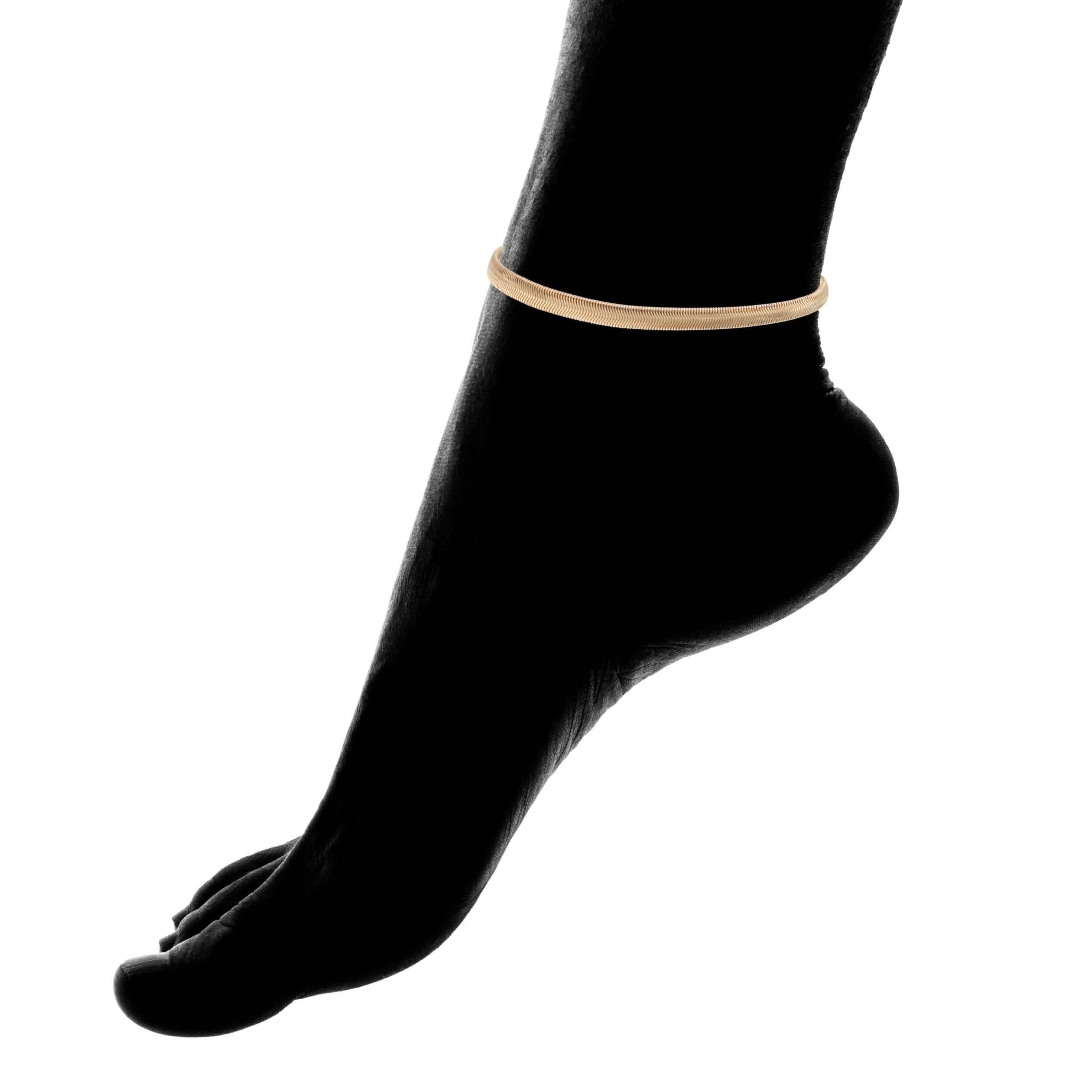 18K Gold Herringbone Anklet Jewelry - DailySale