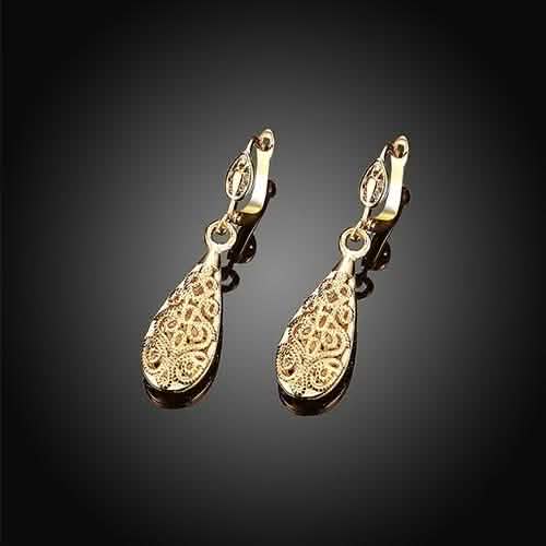 18K Gold Laser Cut Filigree Drop Earrings - Assorted Colors Jewelry - DailySale