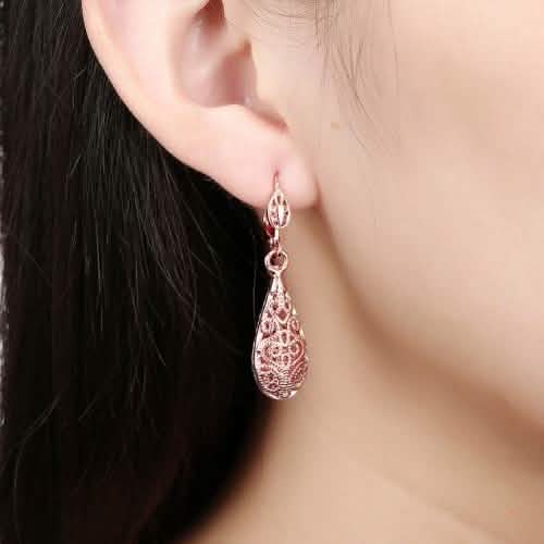 18K Gold Laser Cut Filigree Drop Earrings - Assorted Colors Jewelry - DailySale