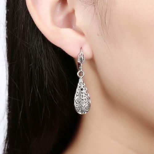 18K Gold Laser Cut Filigree Drop Earrings - Assorted Colors Jewelry - DailySale