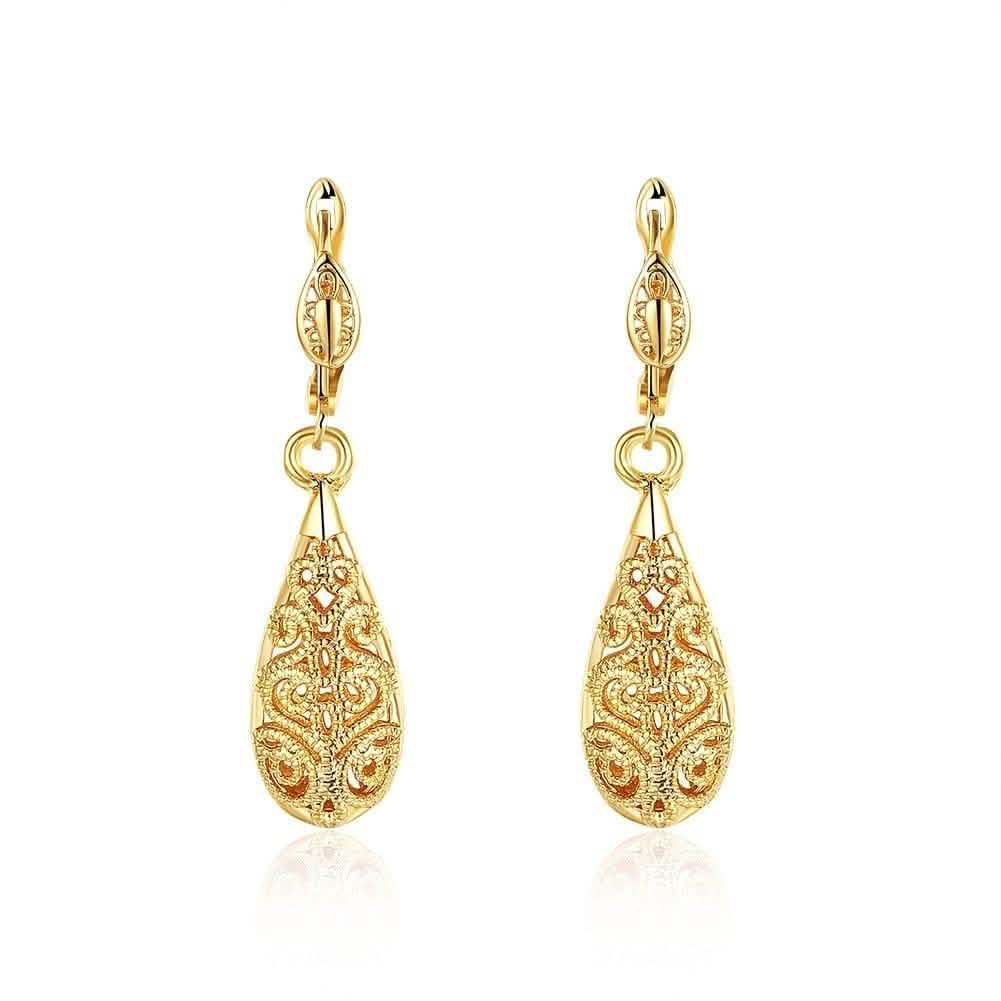 18K Gold Laser Cut Filigree Drop Earrings - Assorted Colors Jewelry Gold - DailySale