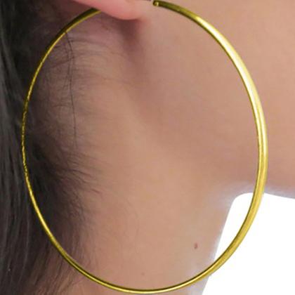 18K Gold Over Sterling Silver Big Classic Hoop Earrings Earrings - DailySale