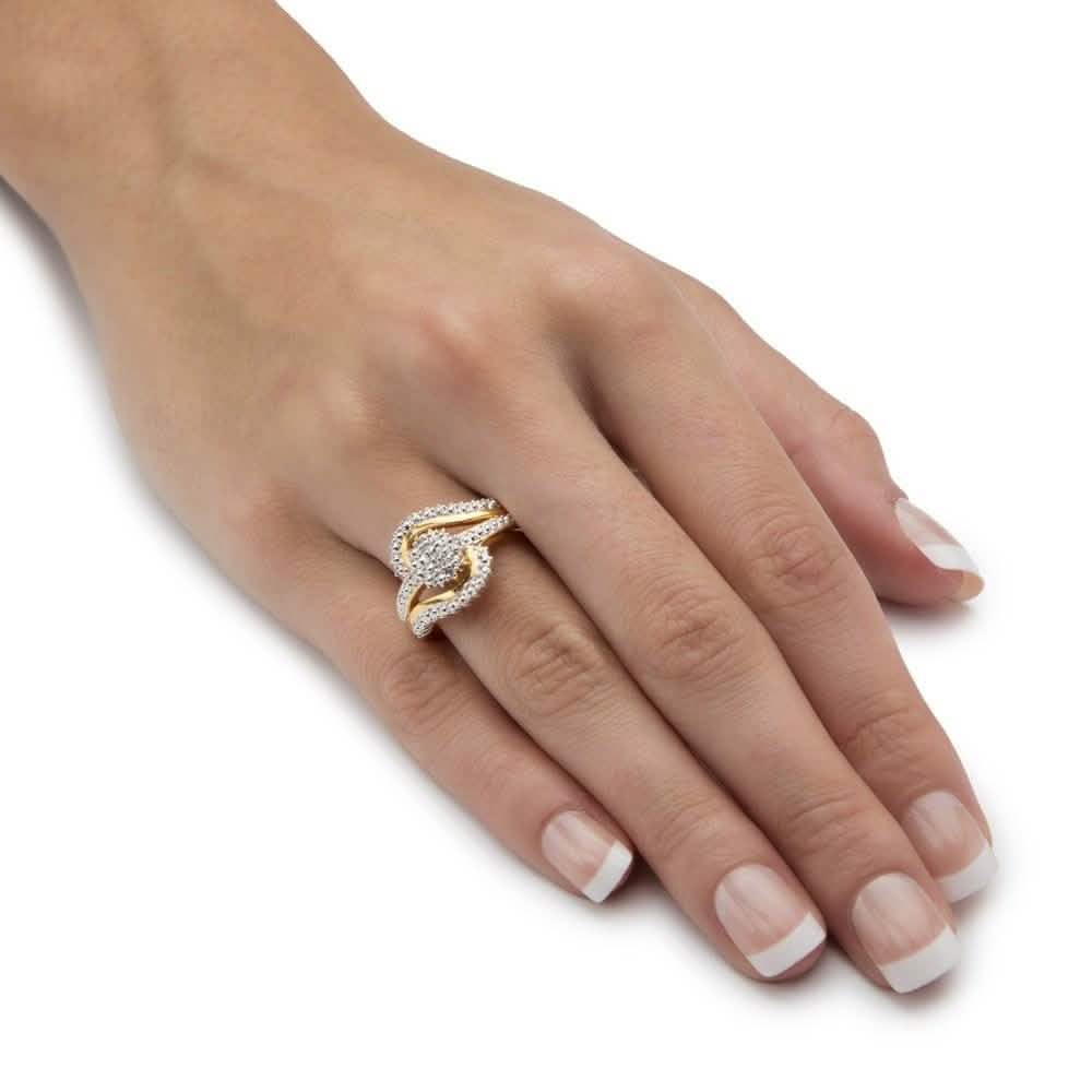 18K Gold Plated 0.15 Ct Diamond Accent Swirl Ring Rings - DailySale