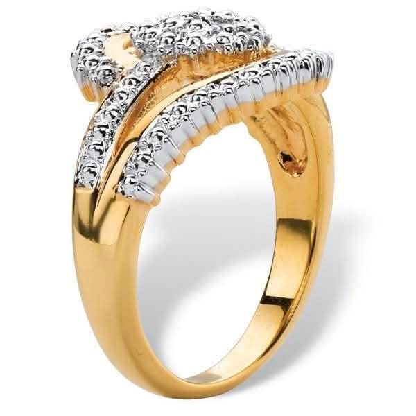 18K Gold Plated 0.15 Ct Diamond Accent Swirl Ring Rings - DailySale